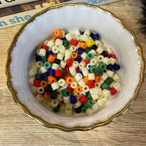 500 Vintage Colorful Tile Glass Barrel Beads - 5mm, 3mm Hole